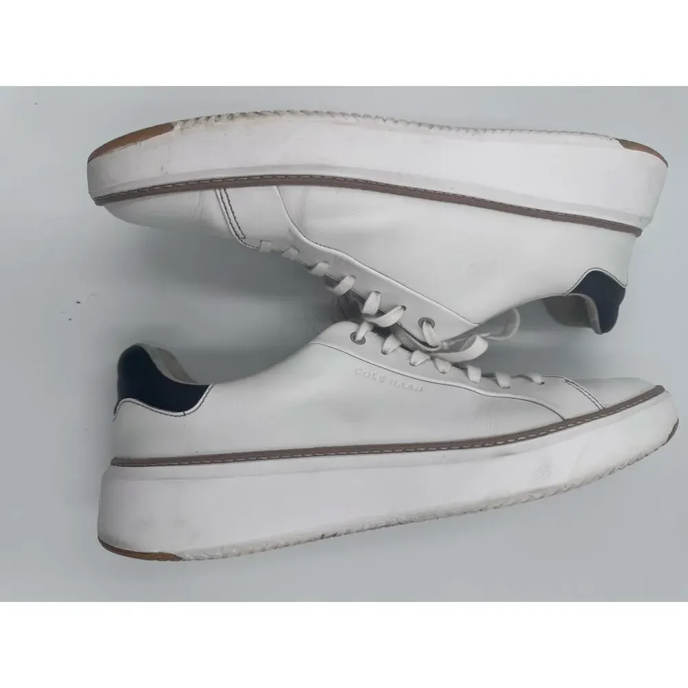 Cole Haan GrandPro Topspin Men’s 11M White Leather Sneakers Navy Casual Shoes